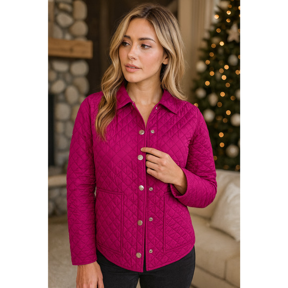 Lauren Ralph Lauren Jackets & Blazers - Lauren Ralph Lauren Diamond Quilted Jacket Hot Pink Fuchsia PS Petite S H14205
